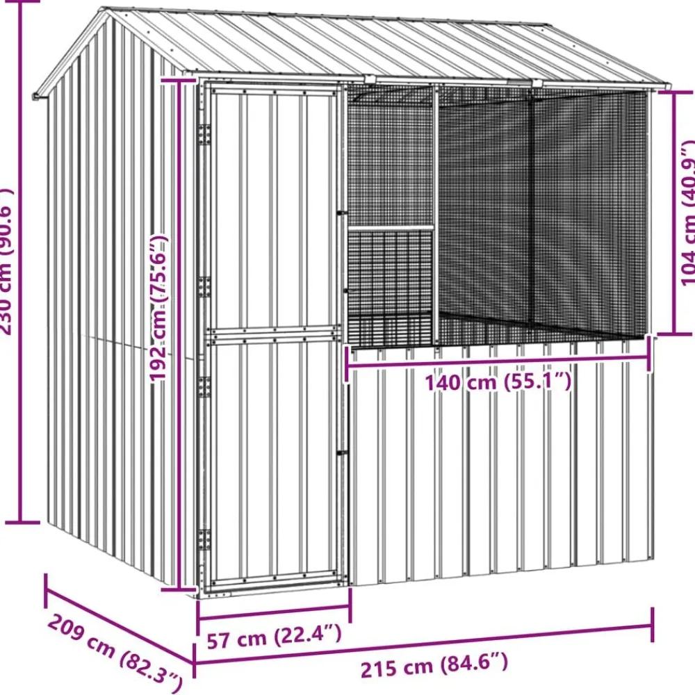 vidaXL Jaula para Aves Antracita 215 x 209 x 230 cm Acero Galvanizado Sale