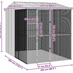 vidaXL Productos Para Mascotas-Jaula para Aves 215 x 310 x 247 cm Acero Galvanizado