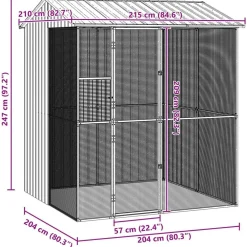 vidaXL Productos Para Mascotas-Jaula para Aves 215 x 210 x 247 cm Acero Galvanizado