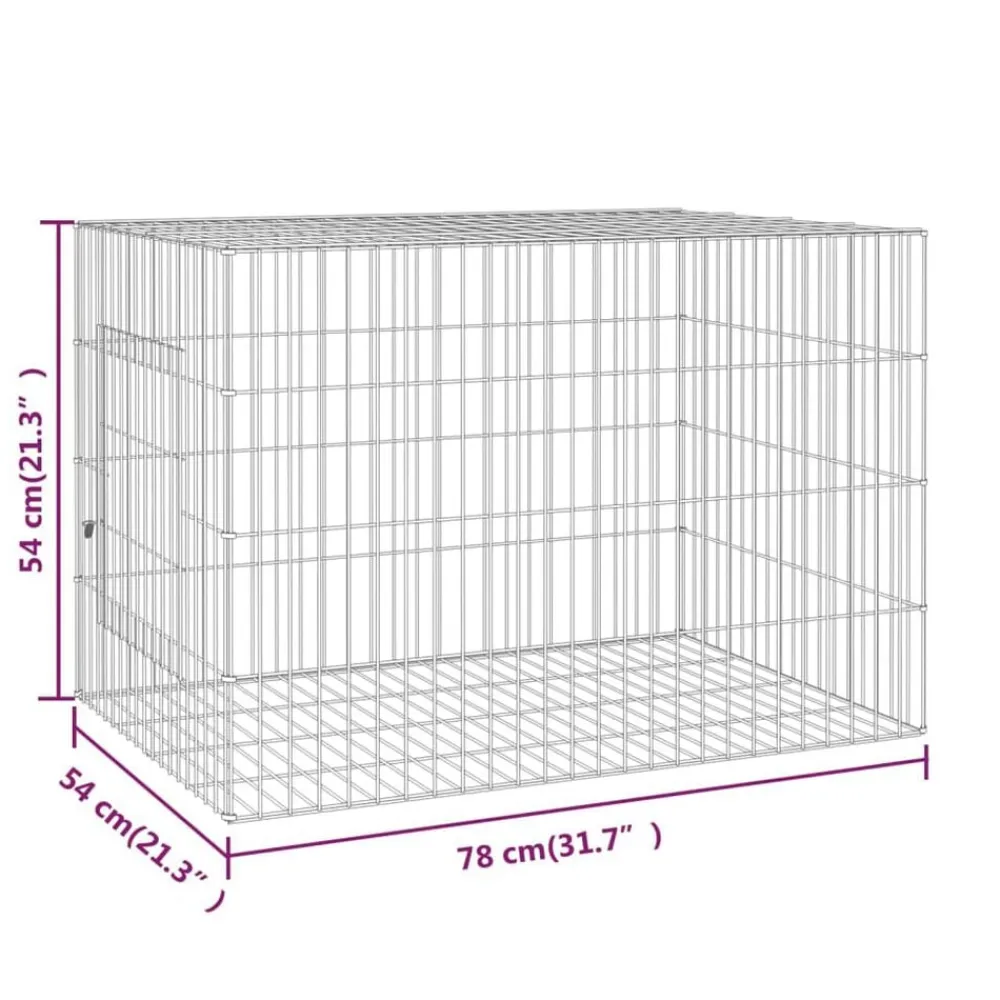 vidaXL Productos Para Mascotas-Jaula para conejos hierro galvanizado 78x54x54 cm