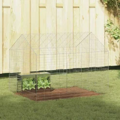 vidaXL Productos Para Mascotas-Jaula para conejos Plateado 400 x 78 x 78 cm Acero Galvanizado