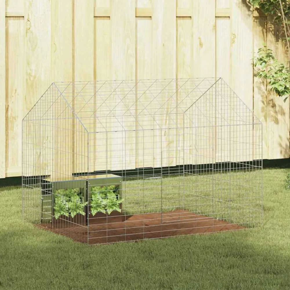 vidaXL Productos Para Mascotas-Jaula para conejos Plateado 400 x 78 x 78 cm Acero Galvanizado