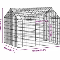 vidaXL Productos Para Mascotas-Jaula para conejos Plateado 400 x 78 x 78 cm Acero Galvanizado
