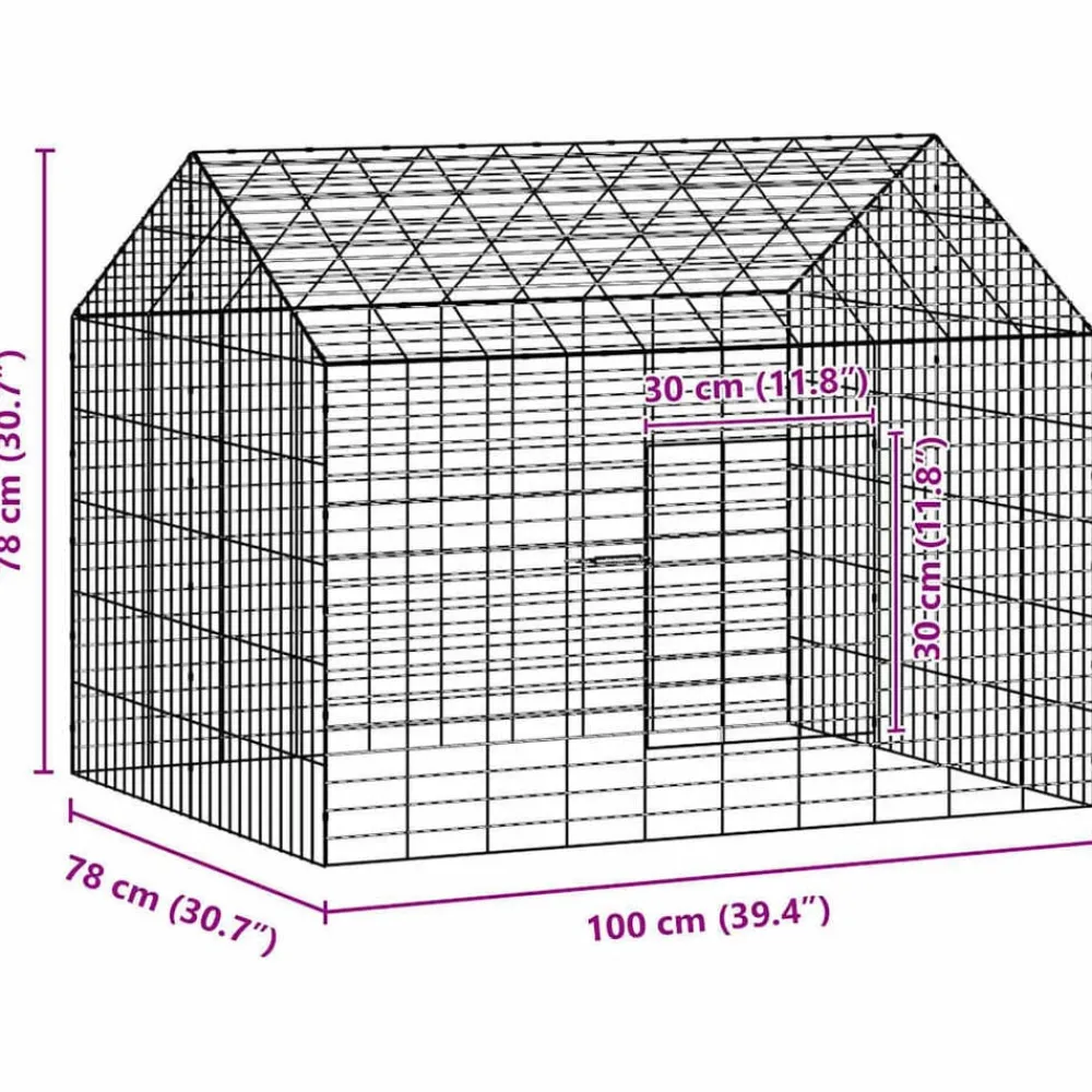 vidaXL Productos Para Mascotas-Jaula para conejos Plateado 400 x 78 x 78 cm Acero Galvanizado
