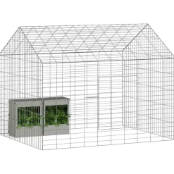 vidaXL Productos Para Mascotas-Jaula para conejos Plateado 400 x 78 x 78 cm Acero Galvanizado