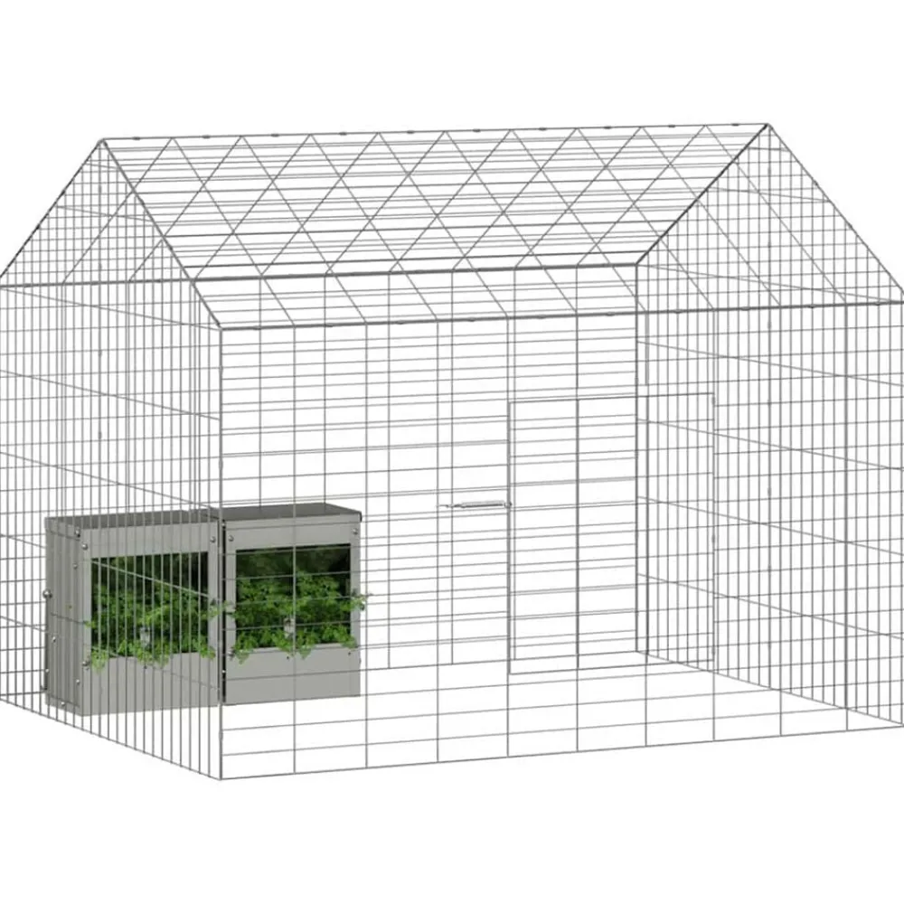vidaXL Productos Para Mascotas-Jaula para conejos Plateado 400 x 78 x 78 cm Acero Galvanizado