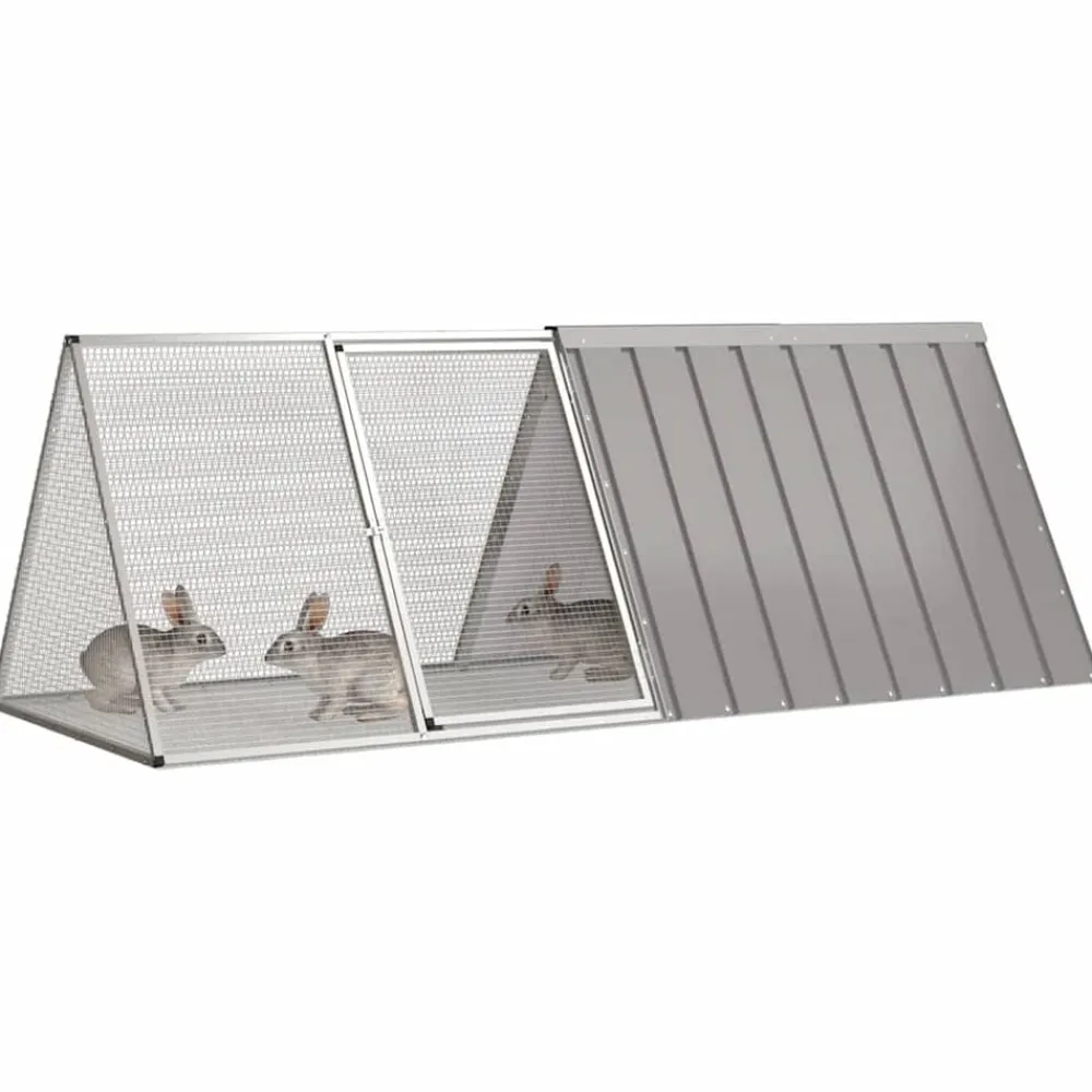 vidaXL Productos Para Mascotas-Jaula para conejos acero galvanizado 201,5x80,5x71 cm