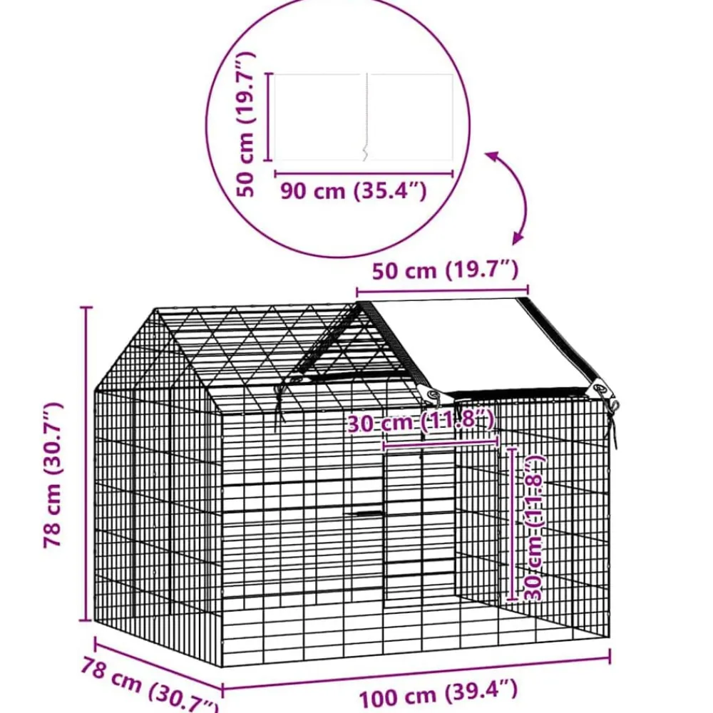 vidaXL Jaula para conejos Plateado 400 x 78 x 78 cm Acero Galvanizado Sale