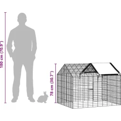vidaXL Jaula para conejos Plateado 400 x 78 x 78 cm Acero Galvanizado Sale