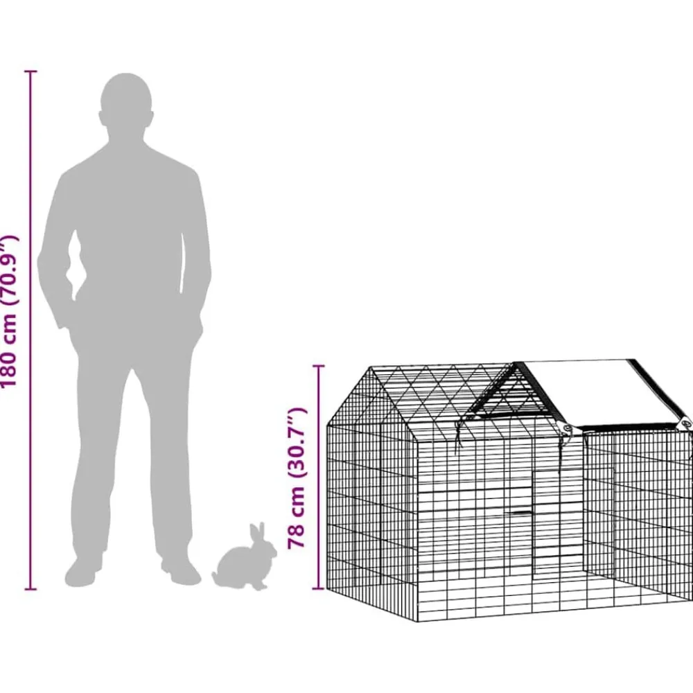 vidaXL Jaula para conejos Plateado 400 x 78 x 78 cm Acero Galvanizado Sale