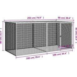 vidaXL Jaula para gallinas con techo de acero galvanizado 203x98x90 cm Antracita Hot