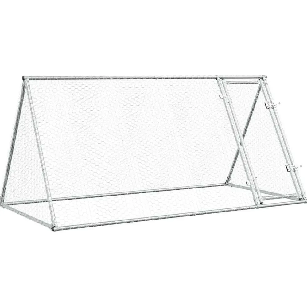 vidaXL Productos Para Mascotas-Jaula para gallinas acero galvanizado plateado 200x105x91 cm