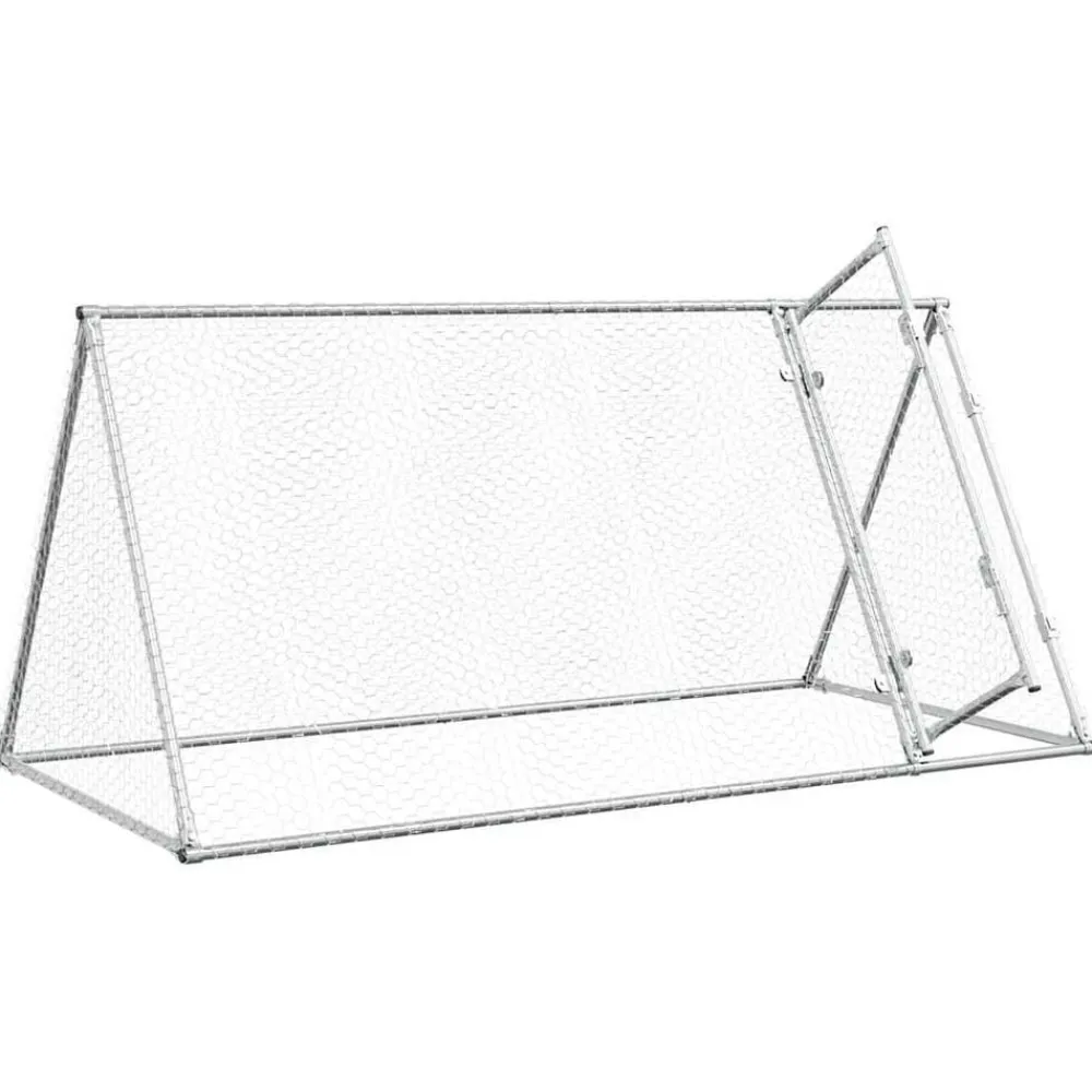vidaXL Productos Para Mascotas-Jaula para gallinas acero galvanizado plateado 200x105x91 cm