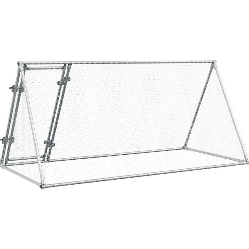 vidaXL Productos Para Mascotas-Jaula para gallinas acero galvanizado plateado 200x105x91 cm
