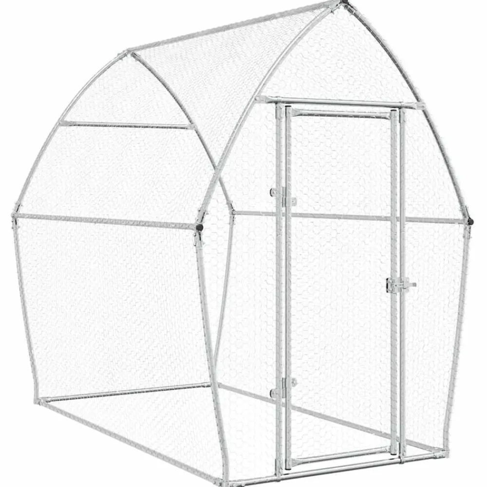 vidaXL Productos Para Mascotas-Jaula para gallinas acero galvanizado plateado 200x105x182 cm