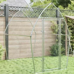 vidaXL Productos Para Mascotas-Jaula para gallinas acero galvanizado plateado 200x105x182 cm