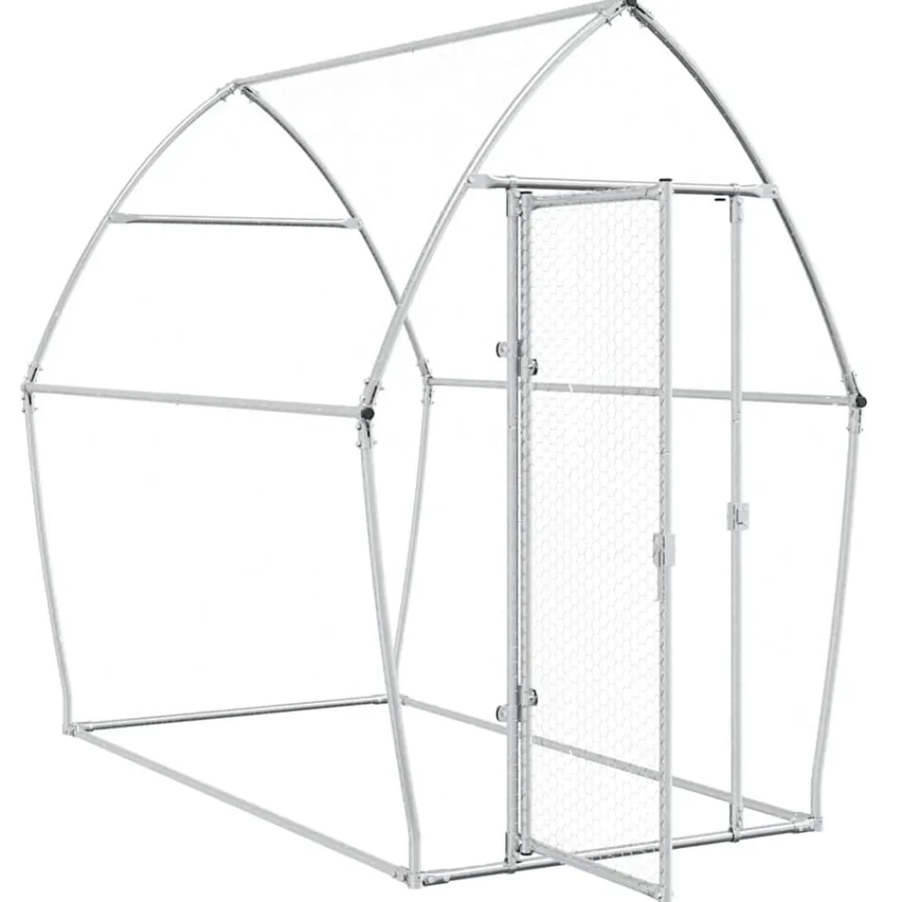 vidaXL Productos Para Mascotas-Jaula para gallinas acero galvanizado plateado 200x105x182 cm