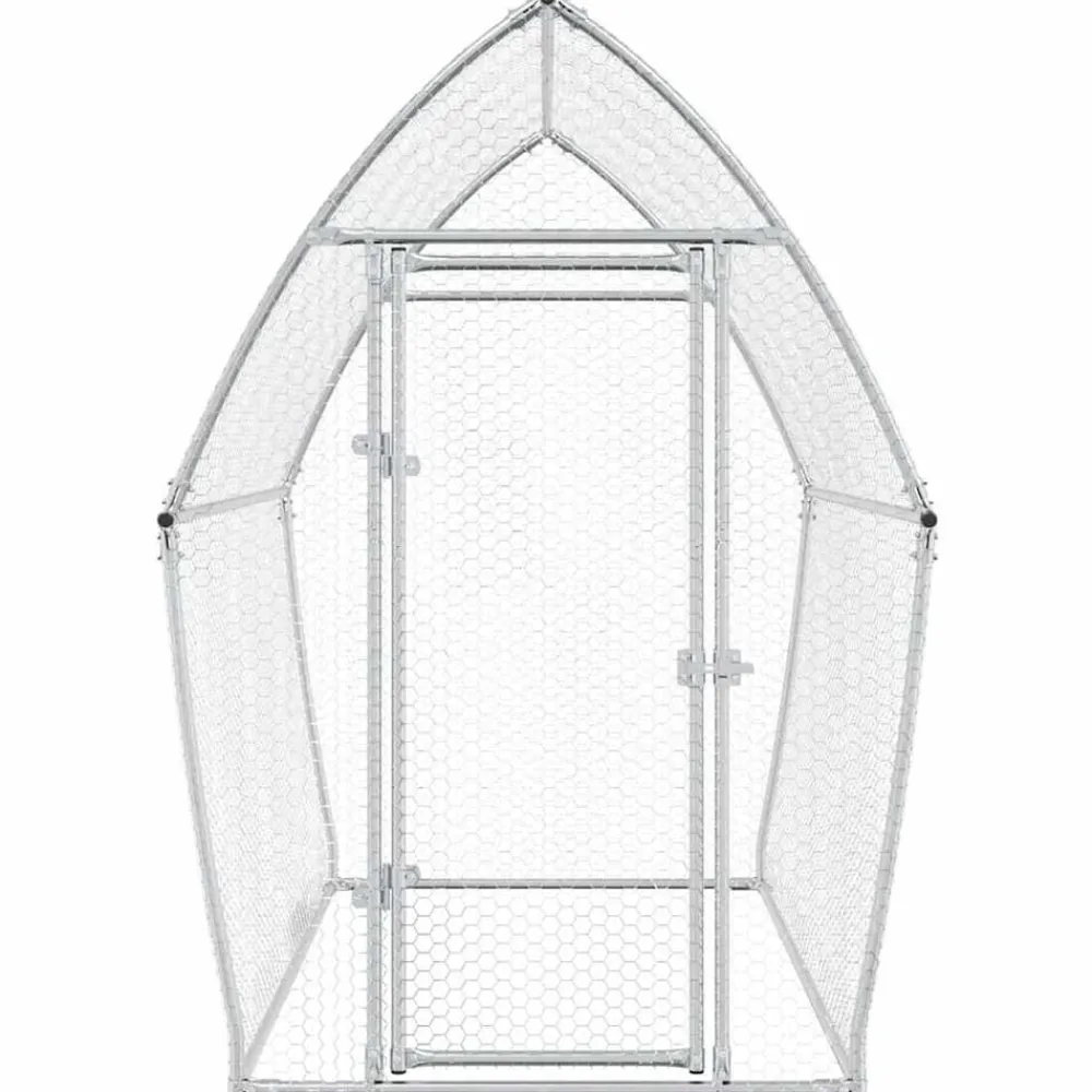 vidaXL Productos Para Mascotas-Jaula para gallinas acero galvanizado plateado 200x105x182 cm