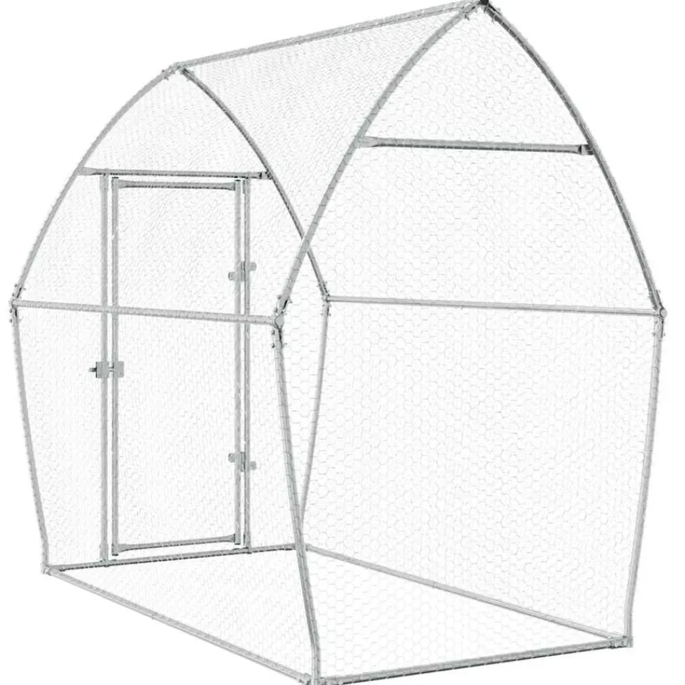 vidaXL Productos Para Mascotas-Jaula para gallinas acero galvanizado plateado 200x105x182 cm