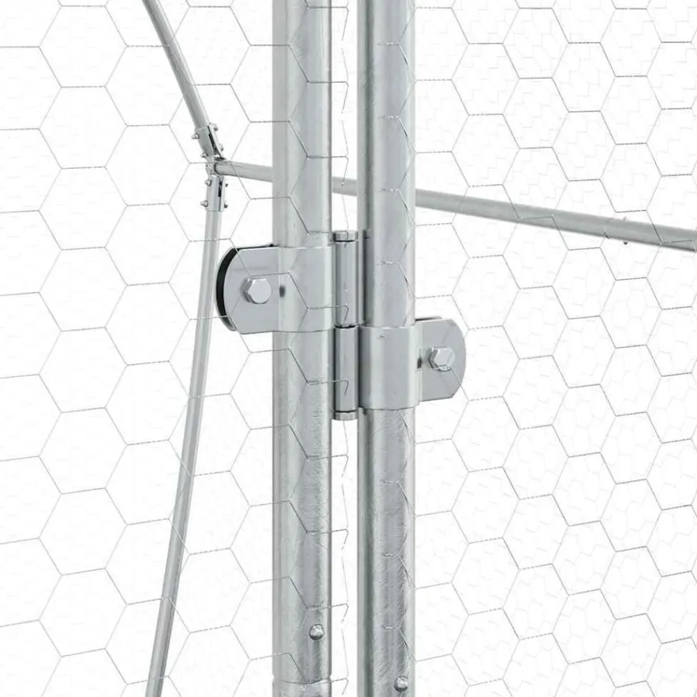 vidaXL Productos Para Mascotas-Jaula para gallinas acero galvanizado plateado 200x105x182 cm