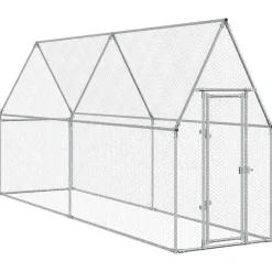 vidaXL Productos Para Mascotas-Jaula para gallinas acero galvanizado plateado 100x100x190 cm
