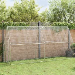vidaXL Productos Para Mascotas-Jaula para gallinas acero galvanizado plateado 100x100x190 cm