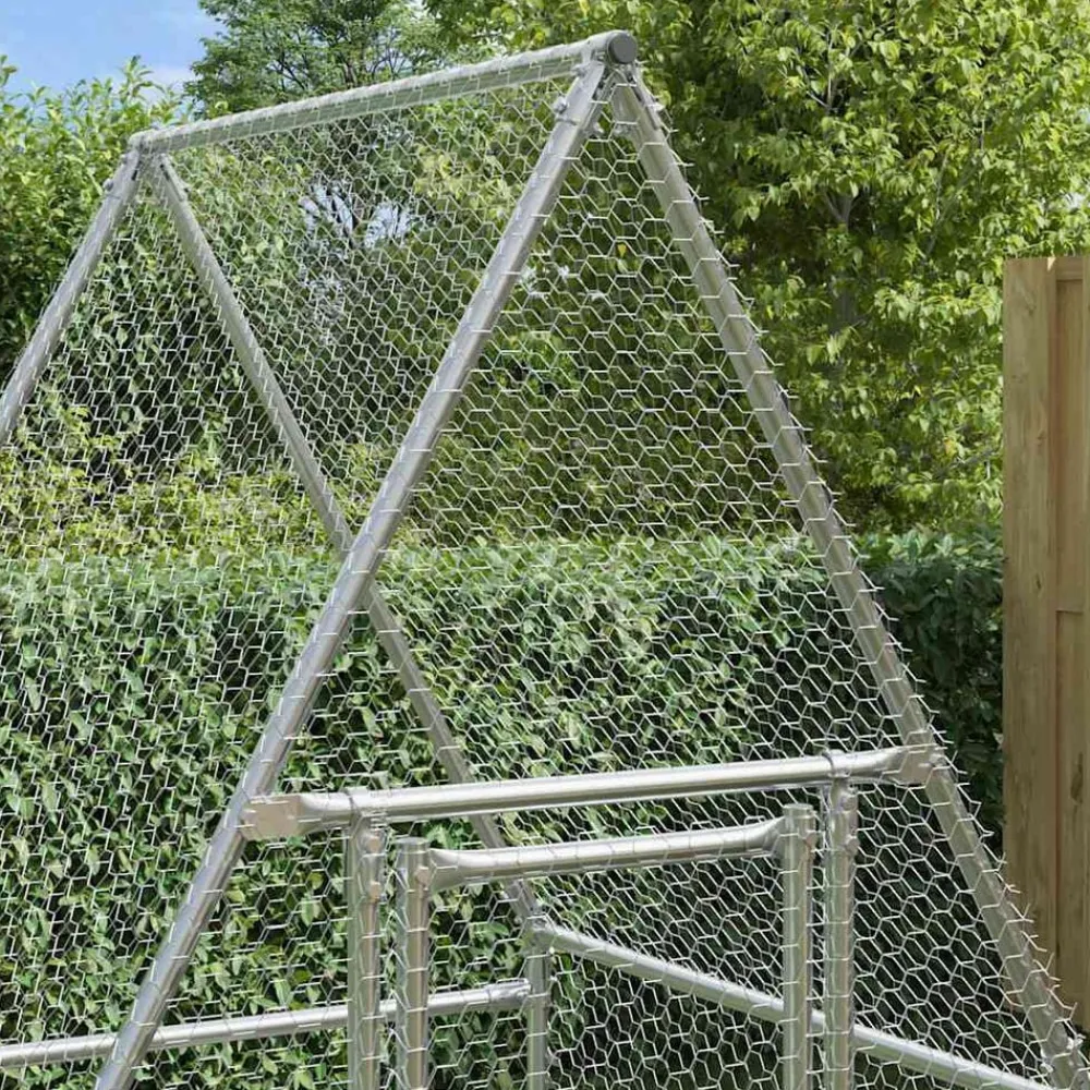 vidaXL Productos Para Mascotas-Jaula para gallinas acero galvanizado plateado 100x100x190 cm