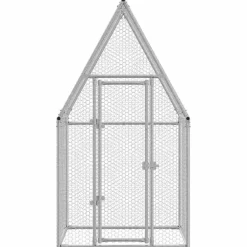 vidaXL Productos Para Mascotas-Jaula para gallinas acero galvanizado plateado 100x100x190 cm