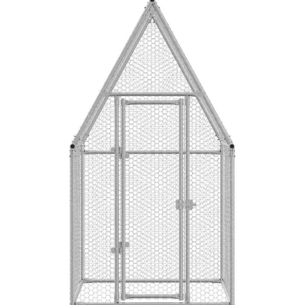 vidaXL Productos Para Mascotas-Jaula para gallinas acero galvanizado plateado 100x100x190 cm