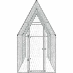 vidaXL Productos Para Mascotas-Jaula para gallinas acero galvanizado plateado 100x100x190 cm