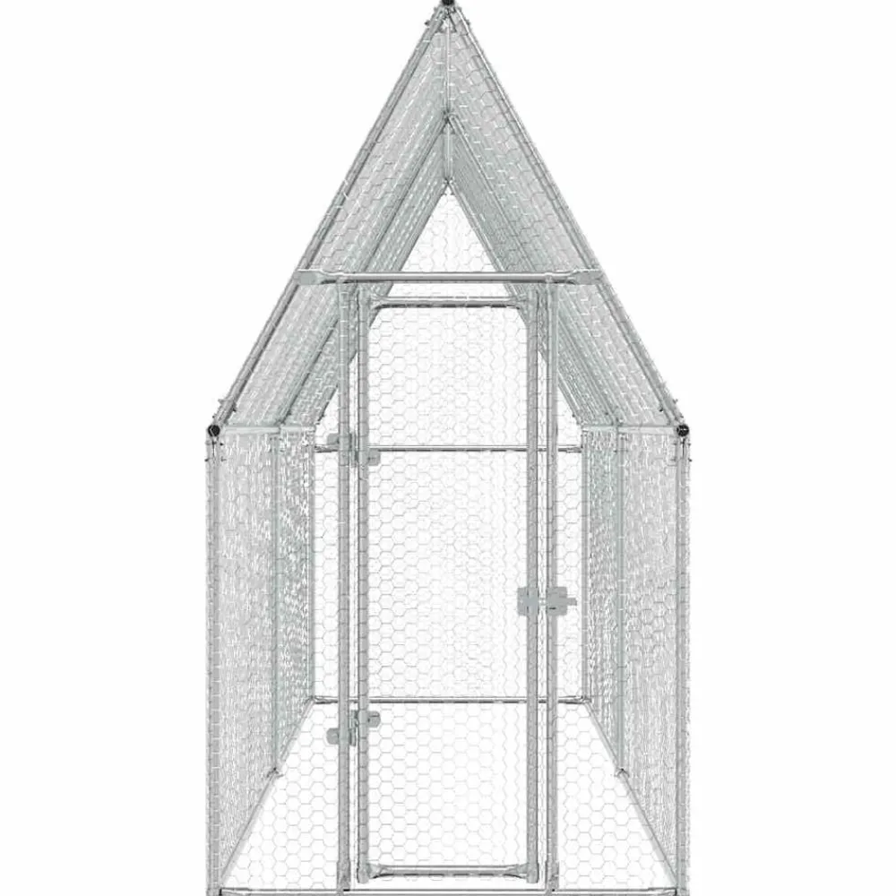 vidaXL Productos Para Mascotas-Jaula para gallinas acero galvanizado plateado 100x100x190 cm