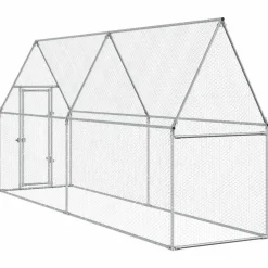 vidaXL Productos Para Mascotas-Jaula para gallinas acero galvanizado plateado 100x100x190 cm