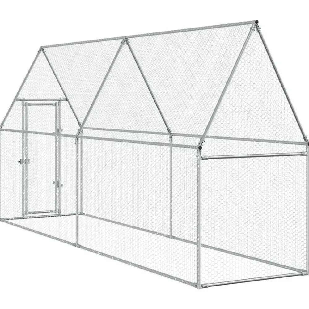 vidaXL Productos Para Mascotas-Jaula para gallinas acero galvanizado plateado 100x100x190 cm