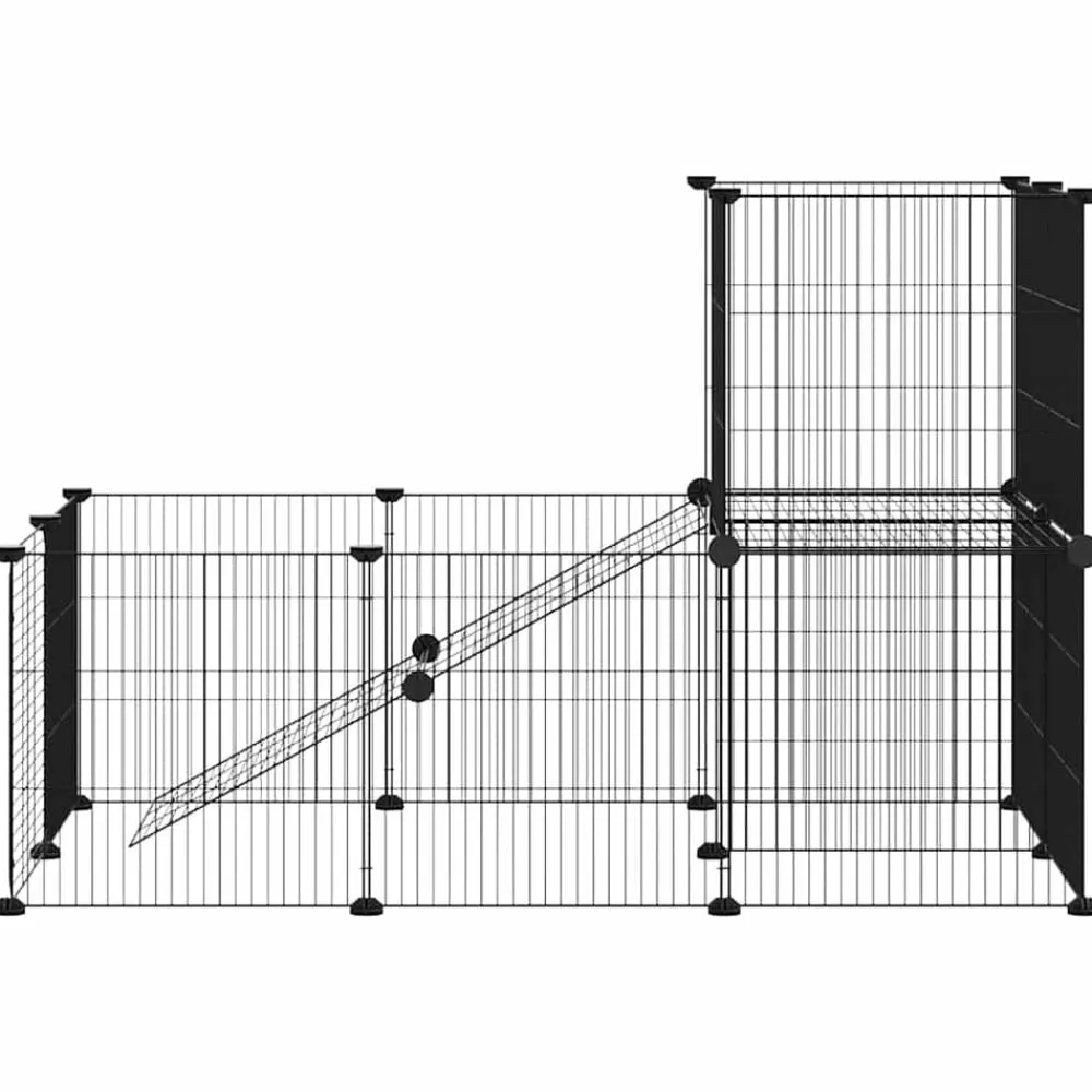vidaXL Jaula para mascotas de 20 paneles puerta acero negro 35x35 cm Sale
