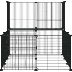vidaXL Jaula para mascotas de 20 paneles puerta acero negro 35x35 cm Sale