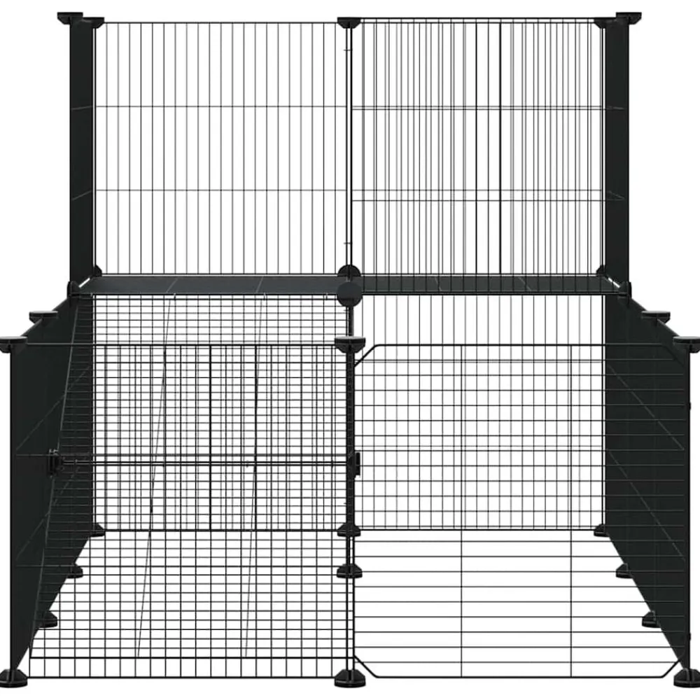 vidaXL Jaula para mascotas de 20 paneles puerta acero negro 35x35 cm Sale