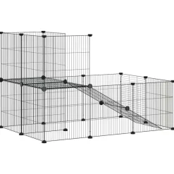 vidaXL Jaula para mascotas de 20 paneles puerta acero negro 35x35 cm Sale