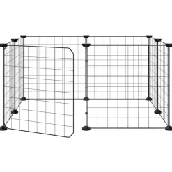 vidaXL Productos Para Mascotas-Jaula para mascotas de 8 paneles con puerta de acero, color negro, 35 x 35 cm