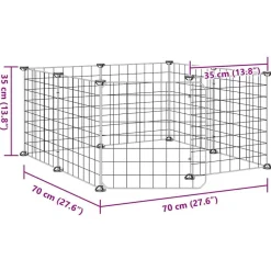 vidaXL Productos Para Mascotas-Jaula para mascotas de 8 paneles con puerta de acero, color negro, 35 x 35 cm