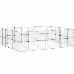 vidaXL Jaula para mascotas de 52 paneles puerta acero negro 35x35 cm Hot