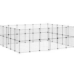 vidaXL Productos Para Mascotas-Jaula para mascotas de 44 paneles puerta acero negro 35x35 cm