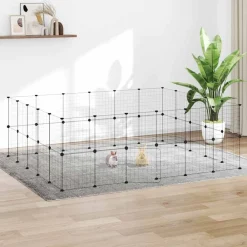 vidaXL Productos Para Mascotas-Jaula para mascotas de 44 paneles puerta acero negro 35x35 cm