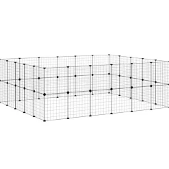 vidaXL Productos Para Mascotas-Jaula para mascotas de 44 paneles puerta acero negro 35x35 cm