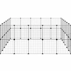 vidaXL Productos Para Mascotas-Jaula para mascotas de 44 paneles puerta acero negro 35x35 cm