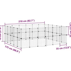 vidaXL Productos Para Mascotas-Jaula para mascotas de 44 paneles puerta acero negro 35x35 cm