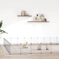 vidaXL Productos Para Mascotas-Jaula para mascotas de 36 paneles puerta acero negro 35x35 cm
