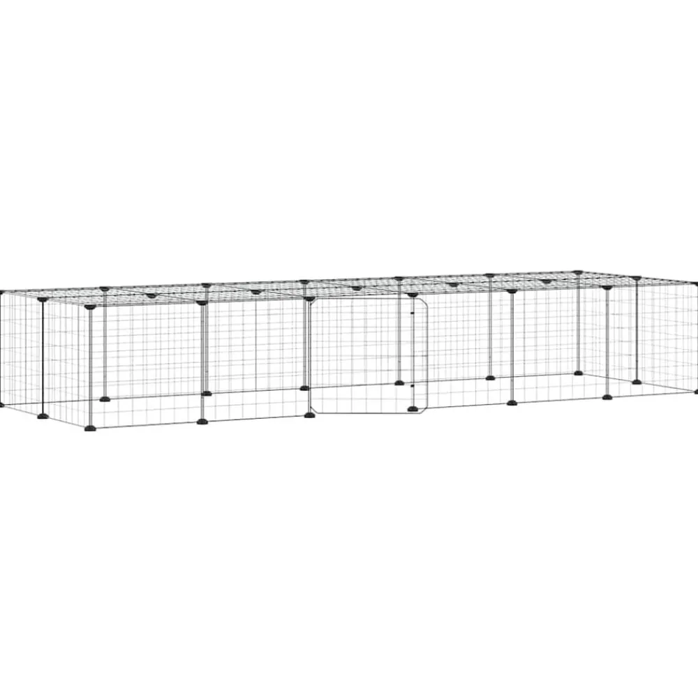 vidaXL Jaula para mascotas de 28 paneles puerta acero negro 35x35 cm Sale