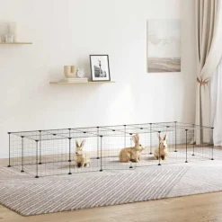 vidaXL Jaula para mascotas de 28 paneles puerta acero negro 35x35 cm Sale