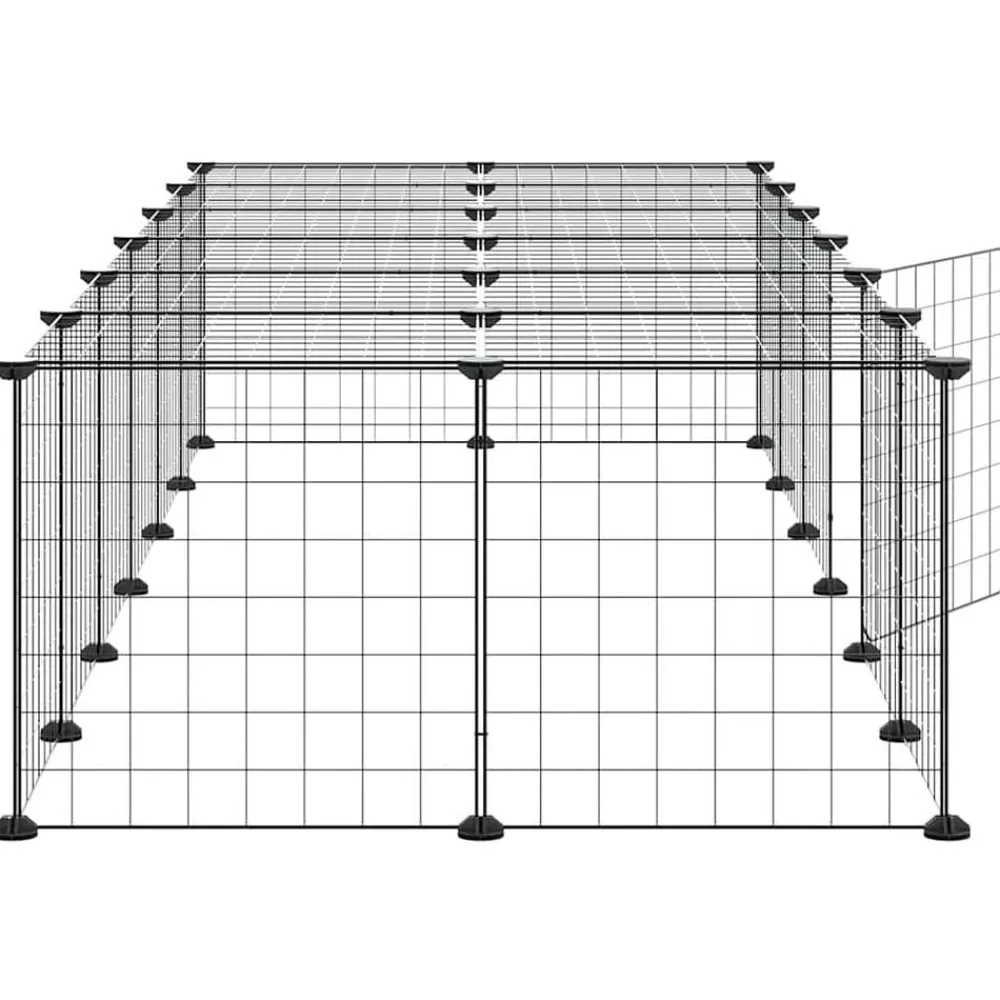 vidaXL Jaula para mascotas de 28 paneles puerta acero negro 35x35 cm Sale