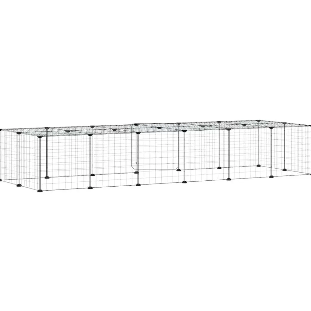vidaXL Jaula para mascotas de 28 paneles puerta acero negro 35x35 cm Sale